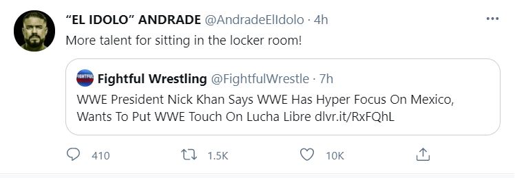 Andrade bitter tweet nick khan